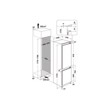 Whirlpool Built-in Combined Refrigerator - (273 Liters - 177cm) - ART 66102