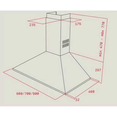 Teka DBP 70 PRO Decorative Chimney - (70cm - 613 m3/h - Stainless Steel)