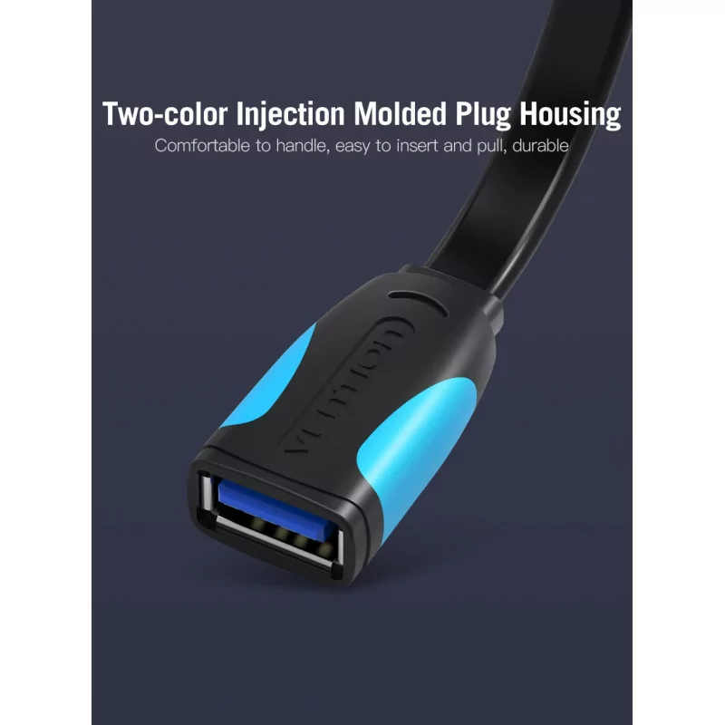 Cabo Extensor USB(A) Macho - USB(A) Fêmea - Vention - ( 1M - USB 3.0 - Preto/Azul)