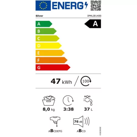 Máquina de Lavar Roupa Silver 8Kg - Inverter 1400 RPM - Classe A - Branco|Silver|5602084129407