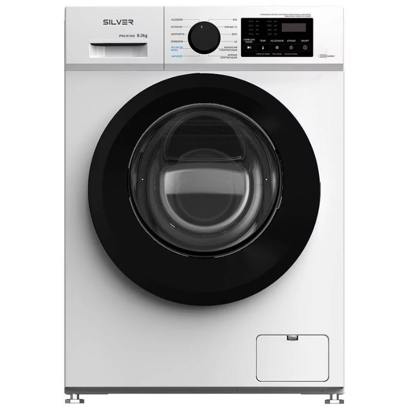 Silver Washing Machine 8kg - Inverter 1400 RPM - Class A - White