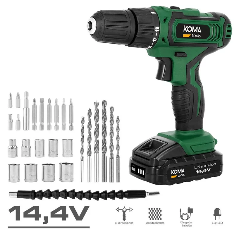Berbequim Aparafusador Koma Tools - 14.4V - C/ Acessórios - 08469||8425998084696 Berbequim Aparafusador Koma Tools - 14.4V - C/ Acessórios - 08469||8425998084696
