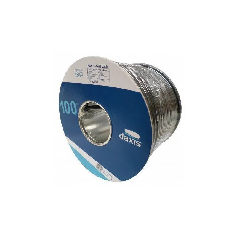Cable coaxial RG6 preto PE - 100 m Cable coaxial RG6 preto PE - 100 m