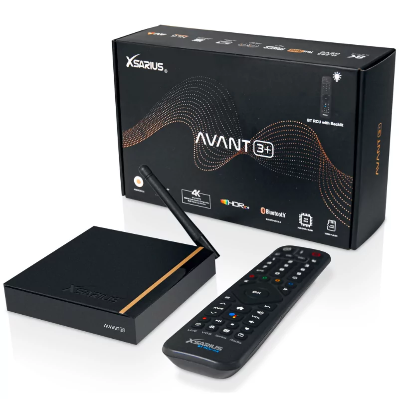Box Android IPTV - Xsarius Avant 3+ BT 2GB/16GB Gigabit - UHD 4K Box Android IPTV - Xsarius Avant 3+ BT 2GB/16GB Gigabit - UHD 4K