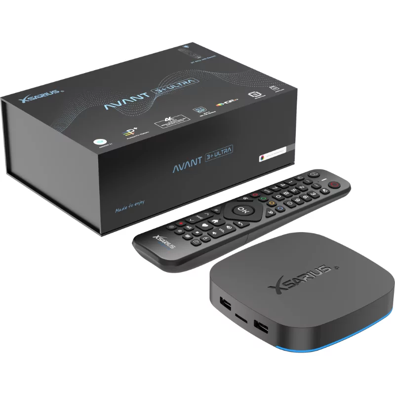 Box Android IPTV - Xsarius Avant 3+ Ultra Black BT - Gigabit Wi-Fi 6 - 4GB/64GB - UHD 4K