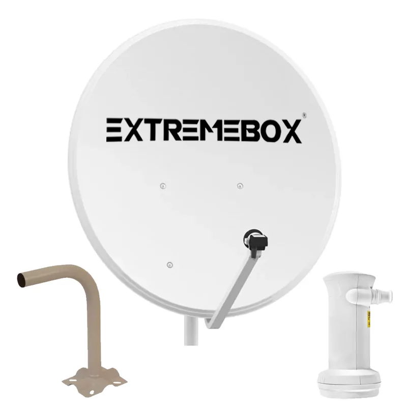 Kit Antena Parabólica 60cm Ferro + Suporte Parede + LNB|Extremebox|0 Kit Antena Parabólica 60cm Ferro + Suporte Parede + LNB|Extremebox|0
