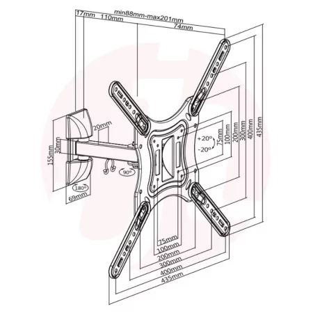 Suporte de Parede Full-Motion Napofix - 26" a 65" - 050|Napofix|5603209000939