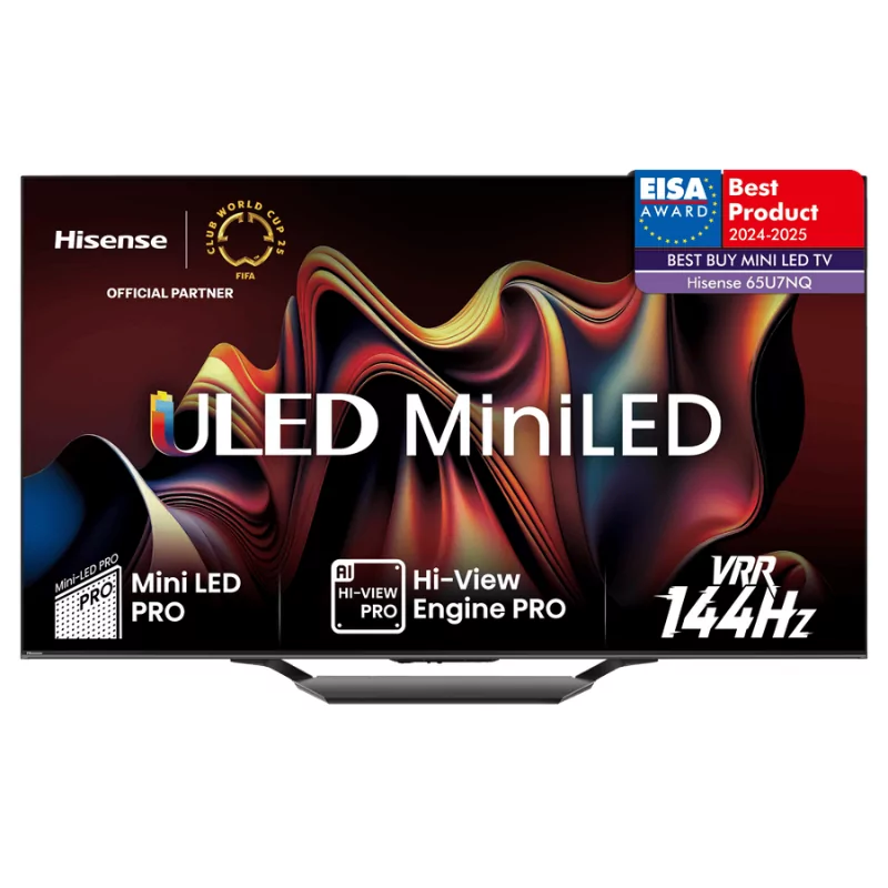 Smart TV Hisense 65" ULED MiniLED 65U7NQ - (165cm - VIDAA OS - UHD 4K - Pé Central - Gaming TV)