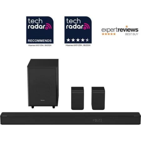 Soundbar Hisense 5.1.2 - Barra de Som + Subwoofer + Colunas - 500W - AX5125H|Hisense|6942147497432