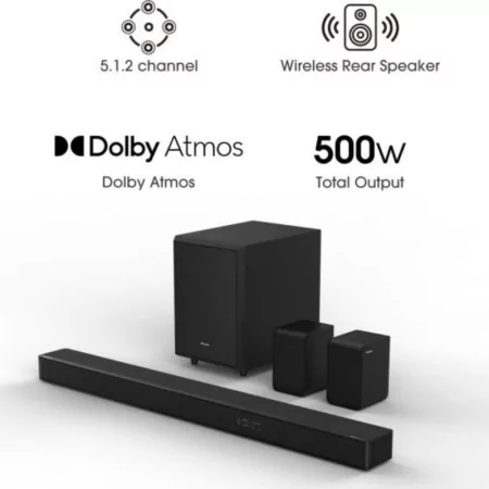 Soundbar Hisense 5.1.2 - Barra de Som + Subwoofer + Colunas - 500W - AX5125H|Hisense|6942147497432