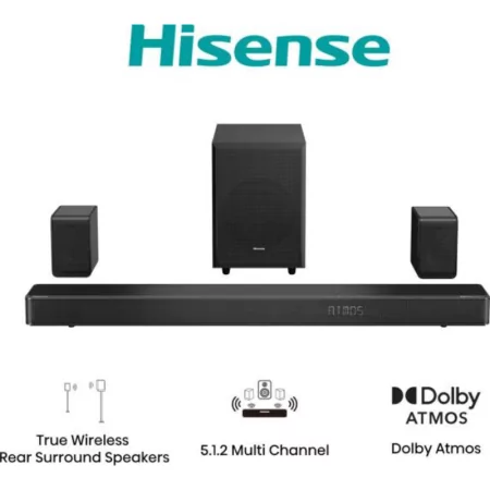 Soundbar Hisense 5.1.2 - Barra de Som + Subwoofer + Colunas - 500W - AX5125H|Hisense|6942147497432