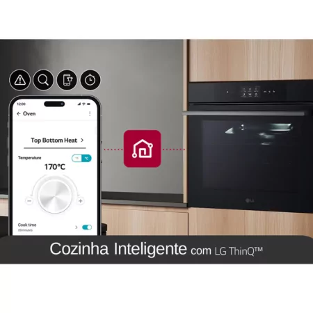Forno de Encastre a Vapor LG 76L Wsed7665b (60cm - InstaView™ - Classe A++ - Preto Brilhante)
