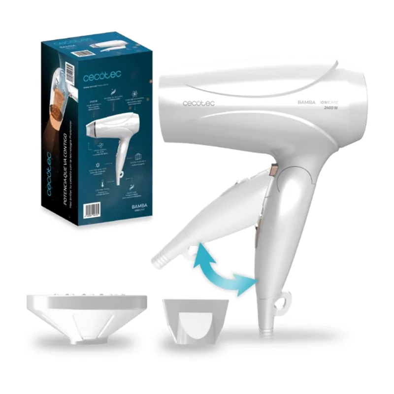 Secador de Cabelo Cecotec de Viagem - ( 2400 W - Branco ) Bamba Ionicare Travelwhite|Cecotec|8435484047432 Secador de Cabelo Cecotec de Viagem - ( 2400 W - Branco ) Bamba Ionicare Travelwhite|Cecotec|8435484047432