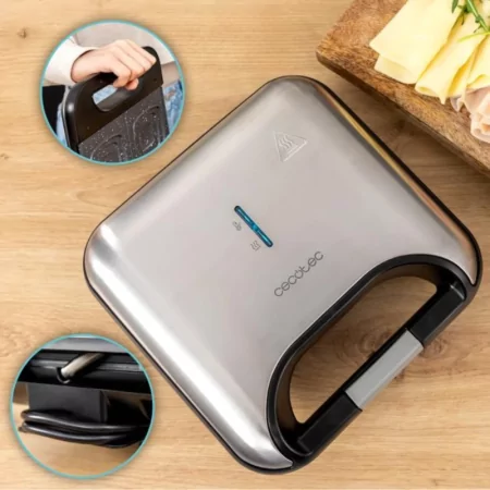 Cecotec Sandwich Maker - (800W - Non-stick - Stainless Steel) - Rock'NToast Square +