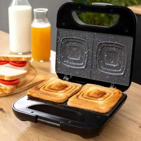 Cecotec Sandwich Maker - (800W - Non-stick - Stainless Steel) - Rock'NToast Square +