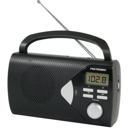 METRONIC Rádio Portátil Preto 477205 – AM/FM com Ecrã LCD e Despertador||3420744772051