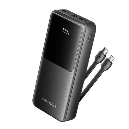 Bateria Powerbank Vention 20000mAh 22.5W USB Ecrã LED + Cabo USB-C/Lightning Preta|Vention|6922794784659