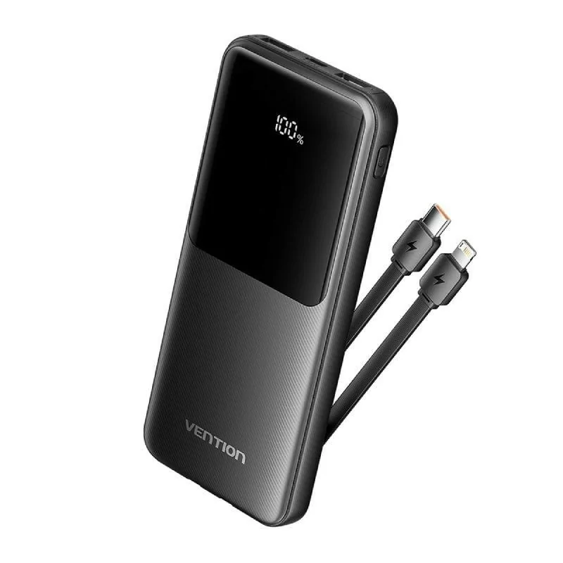 Powerbank 10000mAh - 22.5W - Preto - Inclui Cabo USB Tipo-C Lightning VENTION FHOB0|Vention|6922794784635 Powerbank 10000mAh - 22.5W - Preto - Inclui Cabo USB Tipo-C Lightning VENTION FHOB0|Vention|6922794784635