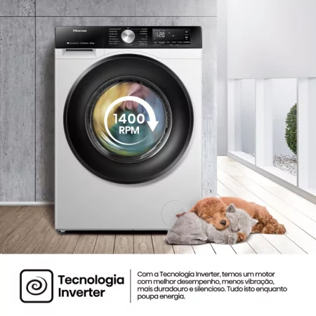 Máquina de Lavar e Secar Roupa Hisense - (8/5Kg - 1400RPM - Classe D/A) WD3S8043BW3|Hisense|6901101830173