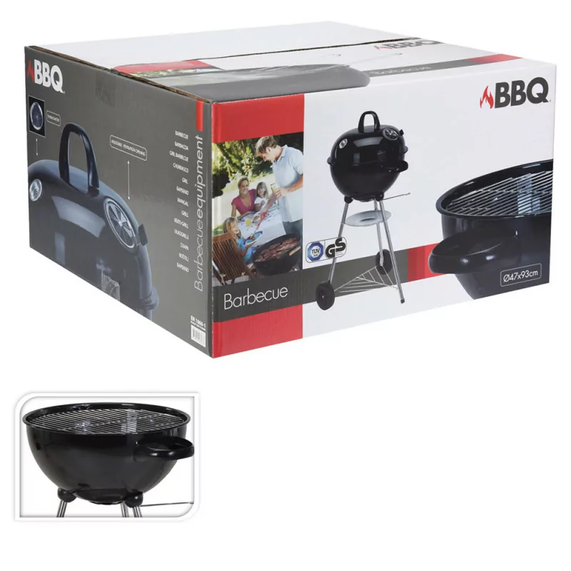 Barbacoa a Carvão con Tampa e Rodas - Ø47 x 90 cm – Negra | BBQ Collection