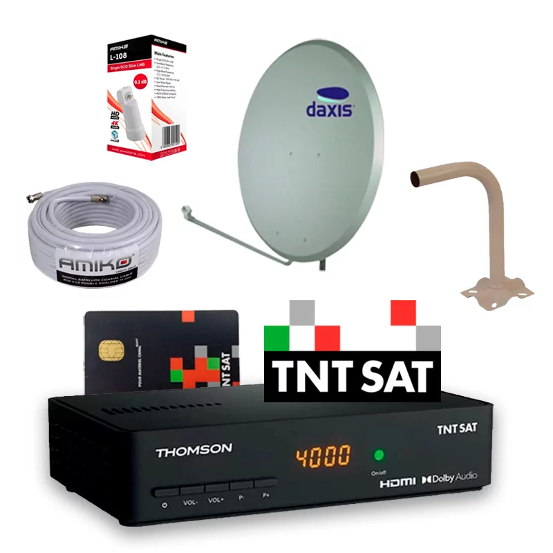 Kit Satélite TNTSAT - Recetor Thomson e Antena 80cm para ASTRA - Canais Franceses)|| Kit Satélite TNTSAT - Recetor Thomson e Antena 80cm para ASTRA - Canais Franceses)||
