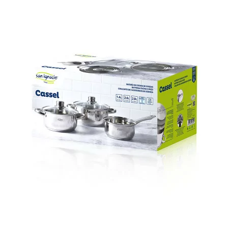 Trem de Cozinha 5 Peças Inox Inducción – Cassel (Caçarola Ø16cm + Tachos c/ Tampa Ø18/20cm) - San Ignacio - SG8171