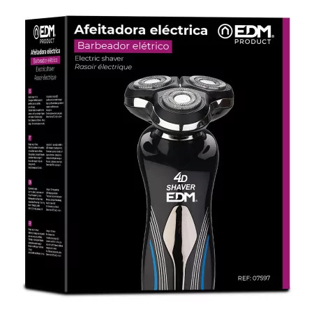 Máquina de Barbear Eléctrica Recargable EDM – Sistema 3-Lâminas Triplo Flutuante