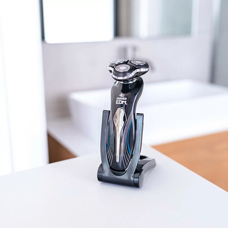 Máquina de Barbear Elétrica Recarregável EDM – Sistema 3-Lâminas Triplo Flutuante