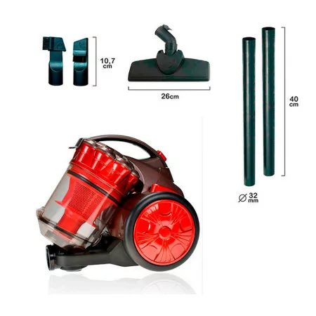 EDM 2.2 L Bagless Vacuum Cleaner – Multicyclonic 700 W Red – Class A