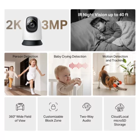 Câmara Wi-Fi Mercusys MC210 Pan/Tilt (2K 3MP - Visão Noturna - Áudio Bidirecional)|Mercusys|6957939004897 Câmara Wi-Fi Mercusys MC210 Pan/Tilt (2K 3MP - Visão Noturna - Áudio Bidirecional)|Mercusys|6957939004897