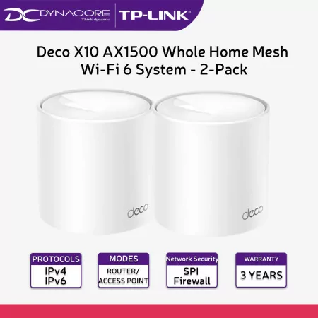 Sistema Mesh WiFi TP-Link Deco X10 (2-pack) (Wi-Fi 6 - 1500 Mbps - 520 m²)|TP-Link|4895252503173