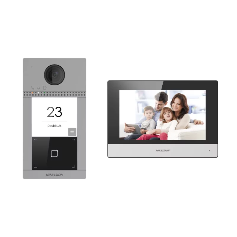 Hikvision DS-KIS604-P(C) - IP/WiFi Video Intercom Kit with 7" Monitor and MF Reader (Up to 16 Monitors) Hikvision DS-KIS604-P(C) - IP/WiFi Video Intercom Kit with 7" Monitor and MF Reader (Up to 16 Monitors)