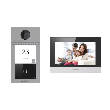 Hikvision DS-KIS604-P(C) - Kit de videoportero IP/WiFi con monitor de 7" y lector MF (hasta 16 monitores)