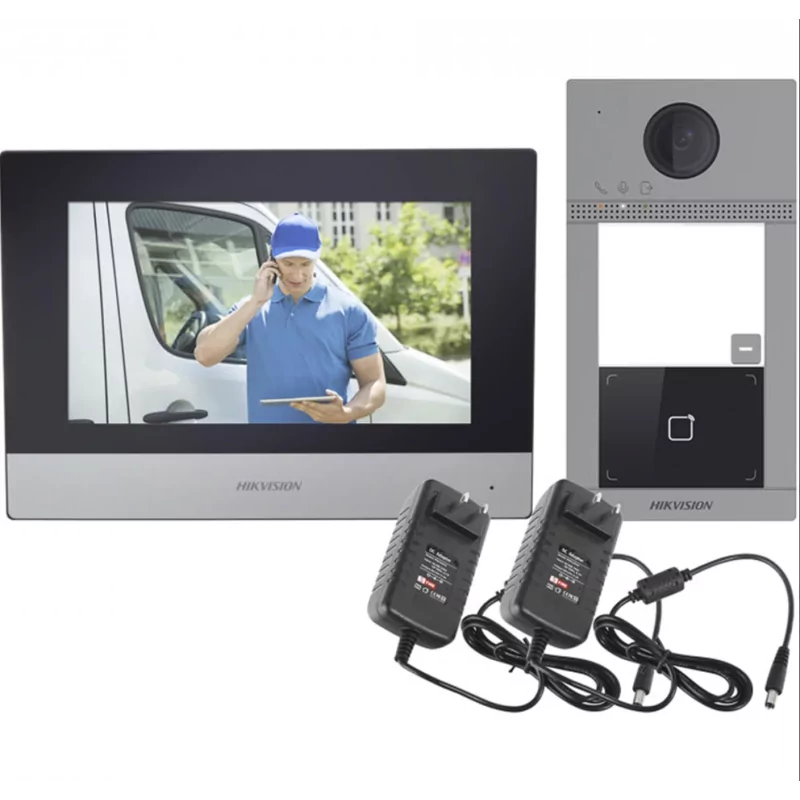 Hikvision DS-KIS604-P(C) - Kit de videoportero IP/WiFi con monitor de 7" y lector MF (hasta 16 monitores)