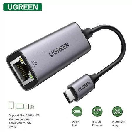 Adaptador Ethernet USB-C Ugreen CM199 (Gigabit 1000Mbps - USB-C 3.1)||6957303857371