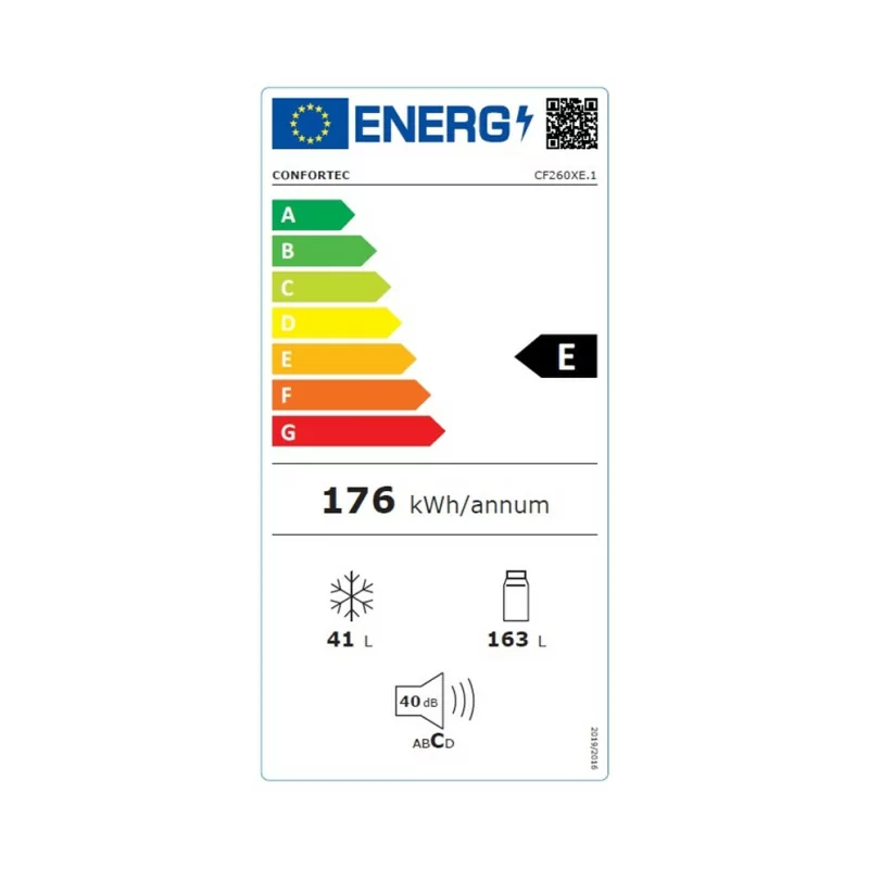 Confortec CF260XE1 Refrigerator (204L - Class E - Stainless)
