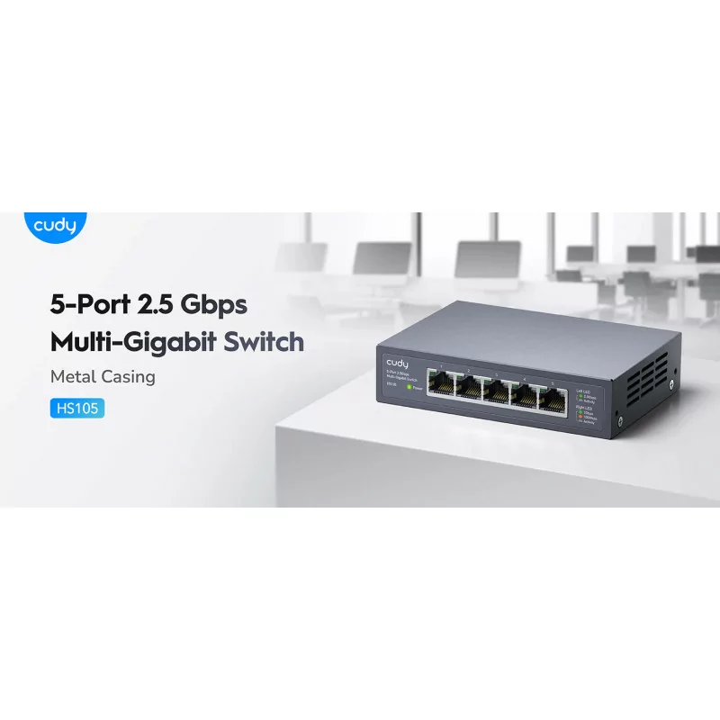 Switch Gigabit Cudy - (5 Portas - 2.5Gbps - Multi Gigabit) - HS105