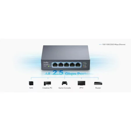 Switch Gigabit Cudy - (5 Portas - 2.5Gbps - Multi Gigabit) - HS105