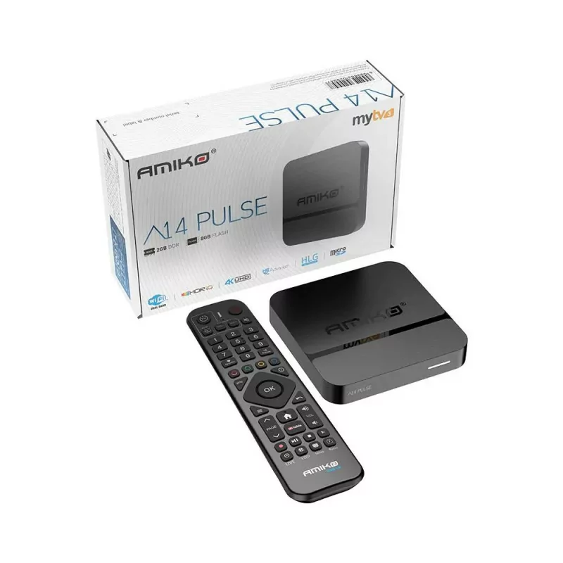 Amiko A14 Pulse - 2GB/8GB - Android 9 - Dual Band - IPTV - MyTV3 - 4K Amiko A14 Pulse - 2GB/8GB - Android 9 - Dual Band - IPTV - MyTV3 - 4K
