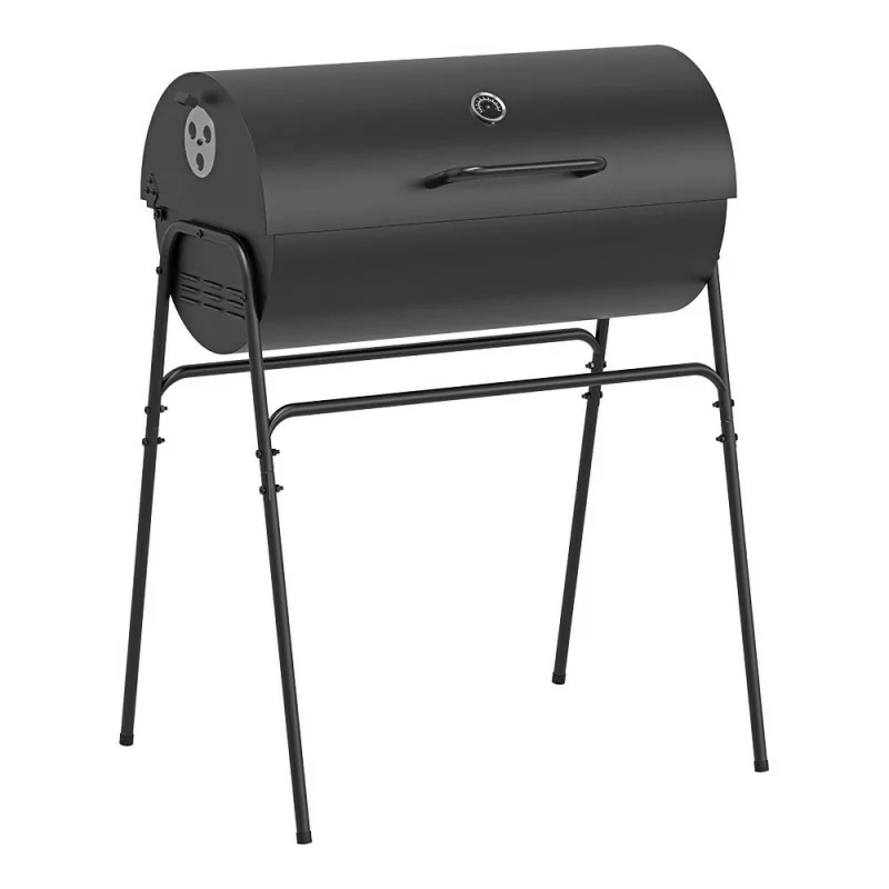 XL Gourmet Kitchen Charcoal Grill with Lid and Thermometer - Grill 69.5 x 35 cm / 103.3 cm - Black XL Gourmet Kitchen Charcoal Grill with Lid and Thermometer - Grill 69.5 x 35 cm / 103.3 cm - Black