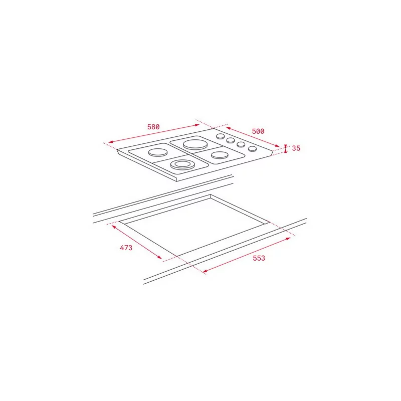 Teka Gas Hob HLX 60 4G AL (Butane/Propane - 58 cm - Stainless Steel)