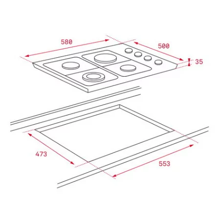 Placa de Gás Teka HLX 60 4G AL (Gás Butano/Propano - 58 cm - Inox)