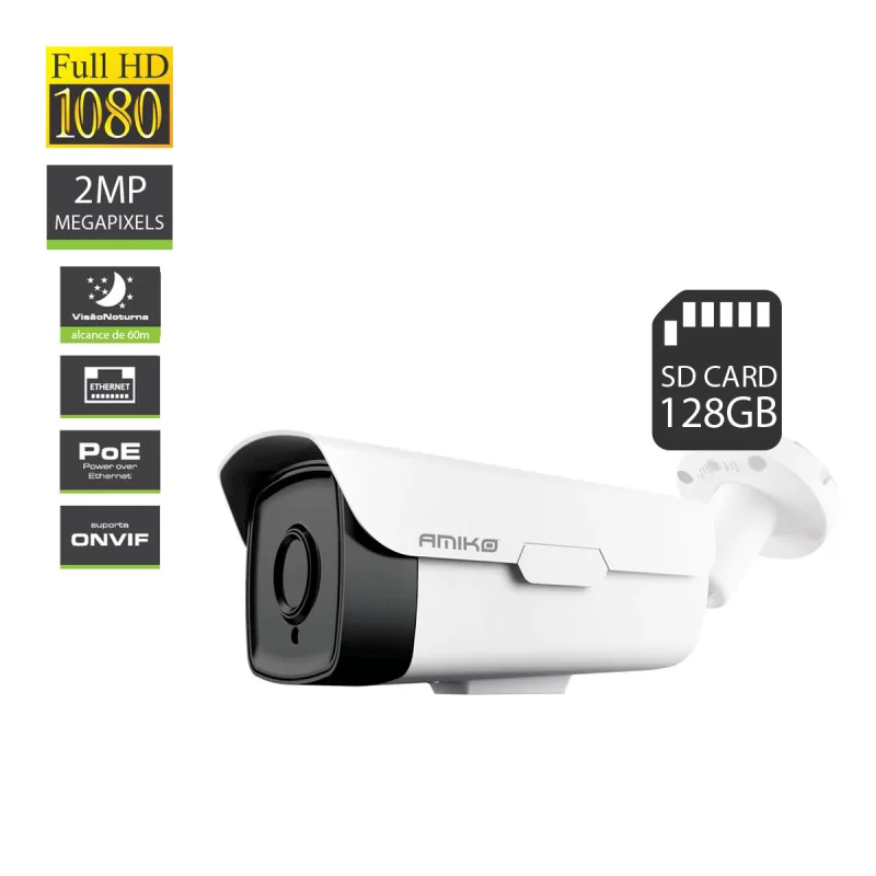 IPCAM Amiko BW60M200POE 2MP Visão Noturna a Cores IPCAM Amiko BW60M200POE 2MP Visão Noturna a Cores