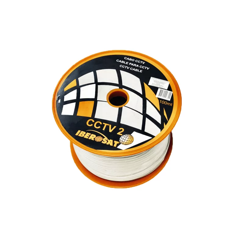 Bobine Cabo CCTV 2 Mini Coaxial + 2 Linhas 0.35mm Iberosat 100m Bobine Cabo CCTV 2 Mini Coaxial + 2 Linhas 0.35mm Iberosat 100m