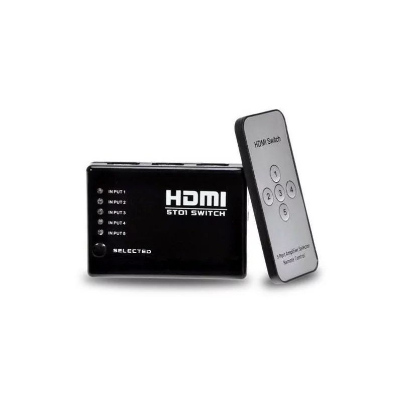 Switch HDMI - 5In X 1Out com Comando e Sensor Infravermelho - KHS08