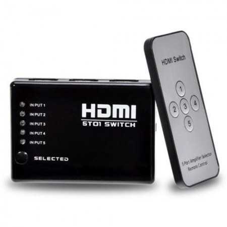 Switch HDMI - 5In X 1Out com Comando e Sensor Infravermelho - KHS08|K-Pro|906157820419