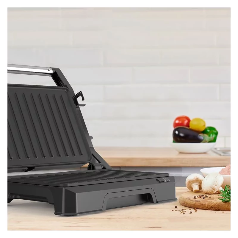 Grill Black+Decker 1000W - Abertura 180º - Placas Antiaderentes - BXGR1001E