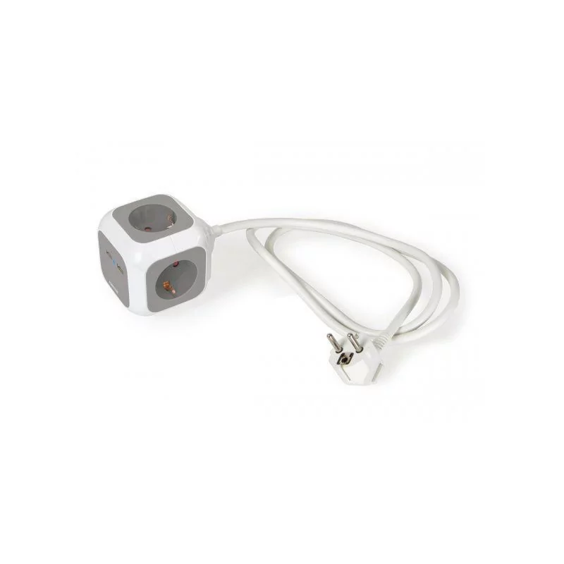Cubo de 4 tomadas e 2 fichas USB 2.1A e cabo de 1.4m