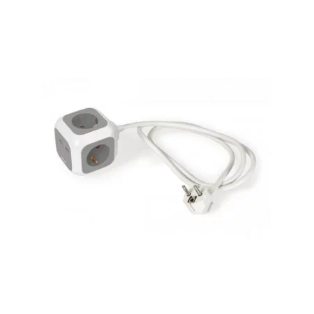 Cubo de 4 tomadas e 2 fichas USB 2.1A e cabo de 1.4m