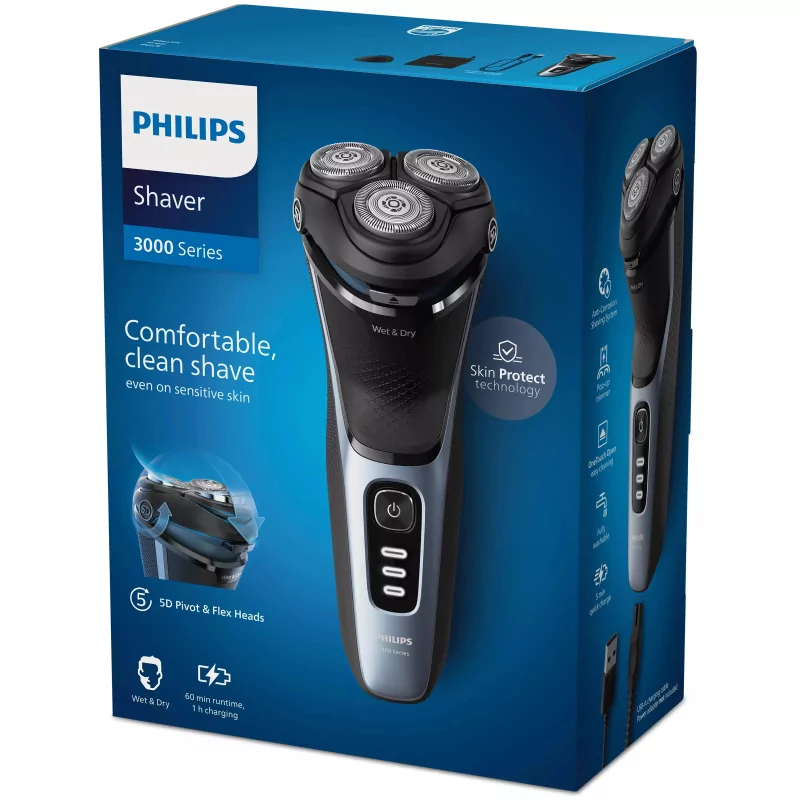 Kontrolsat - Máquina de Barbear Philips - Húmido/Seco - Shaver Series 3000 - S3243